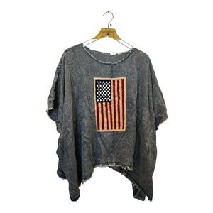 Two 2 Fly Boutique American Flag Applique Tunic Top Sz S/M NWT Tencel Blend